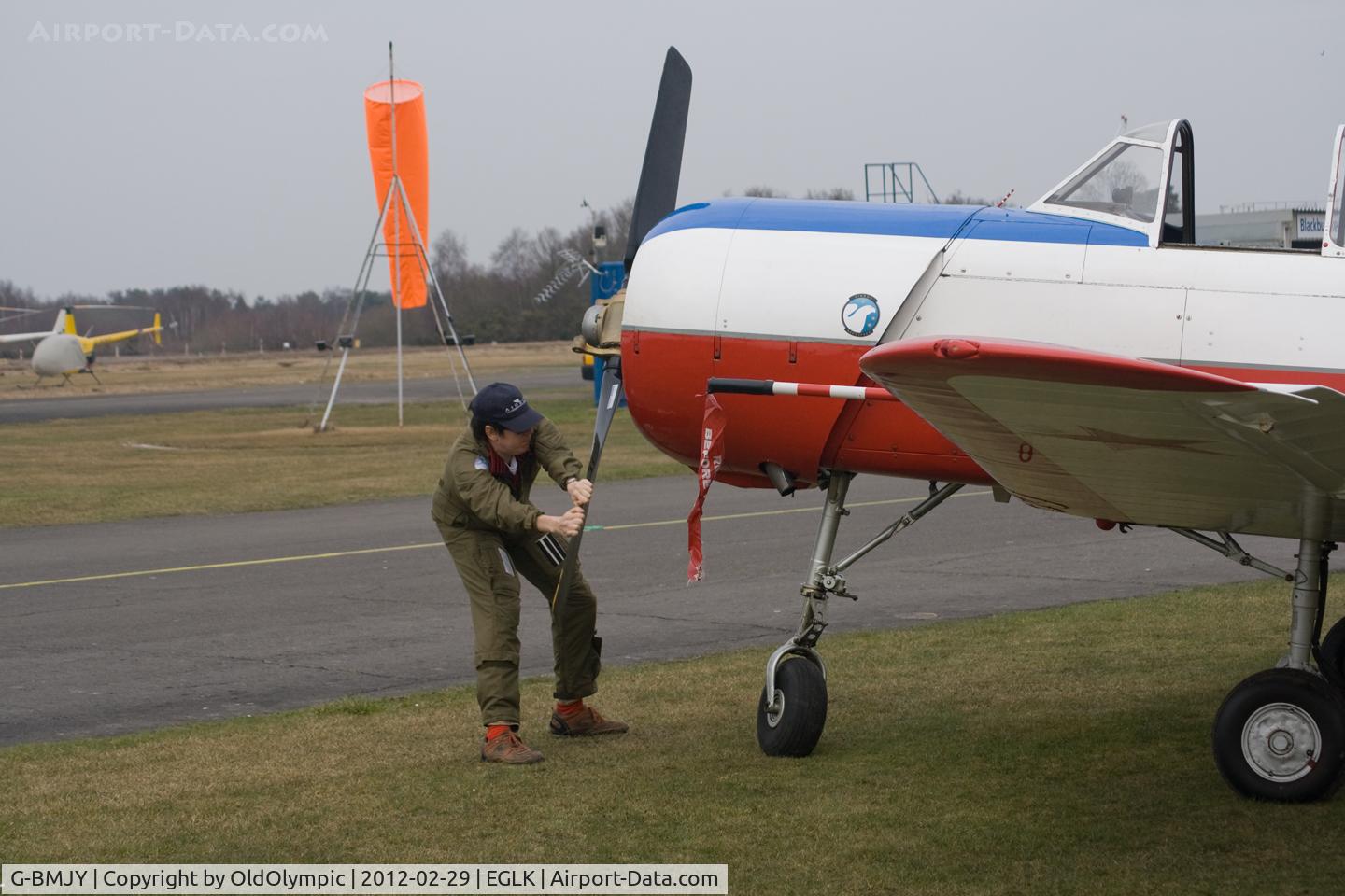 G-BMJY, 1964 Yakovlev Yak C-18A C/N 627, Pre-start prop-swing