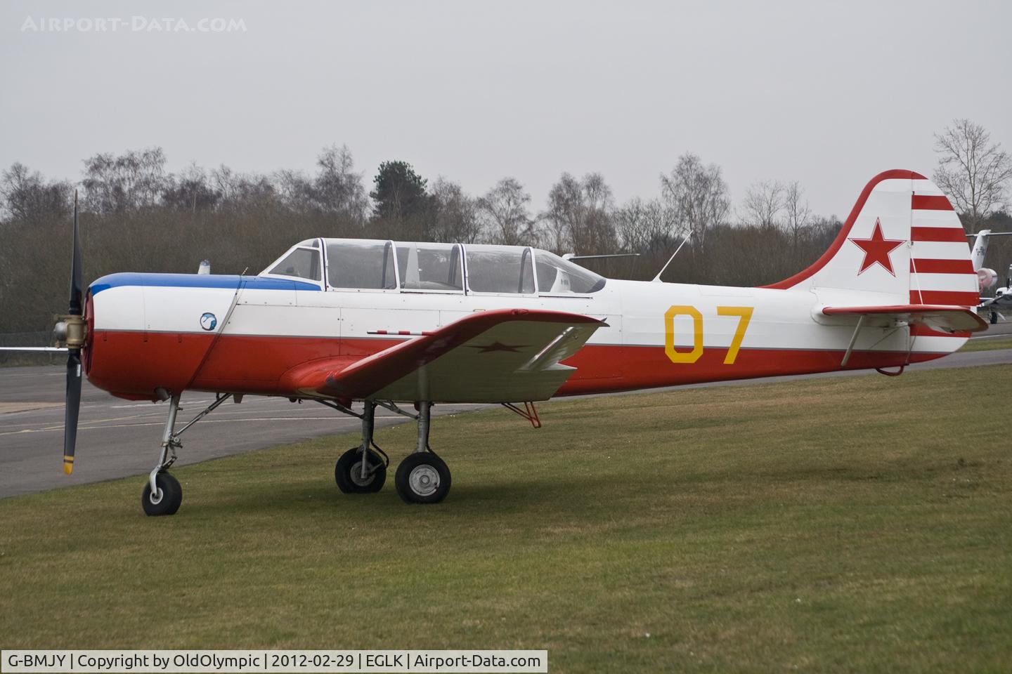 G-BMJY, 1964 Yakovlev Yak C-18A C/N 627, Parked outside Bushe Cafe for Aerobility presentation