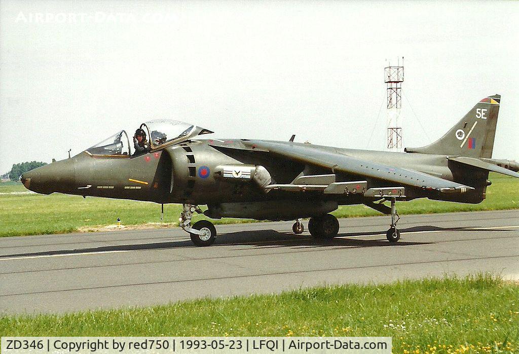 ZD346, 1988 British Aerospace Harrier GR.5 C/N P13, Photograph by Edwin van Opstal with permission. Scanned from a color print.