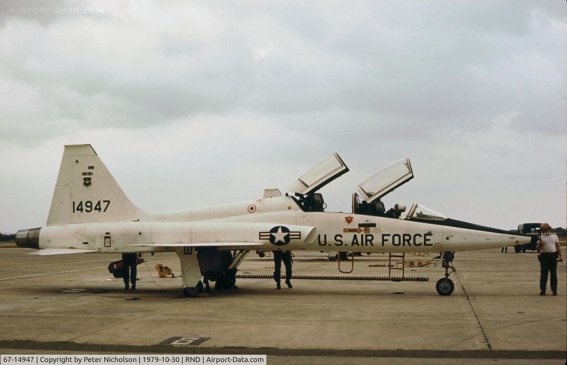67-14947, 1967 Northrop T-38A-70-NO Talon C/N T.6088, T-38A Talon of the 12th Flying Training Wing on the flight-line at Randolph AFB in November 1979.