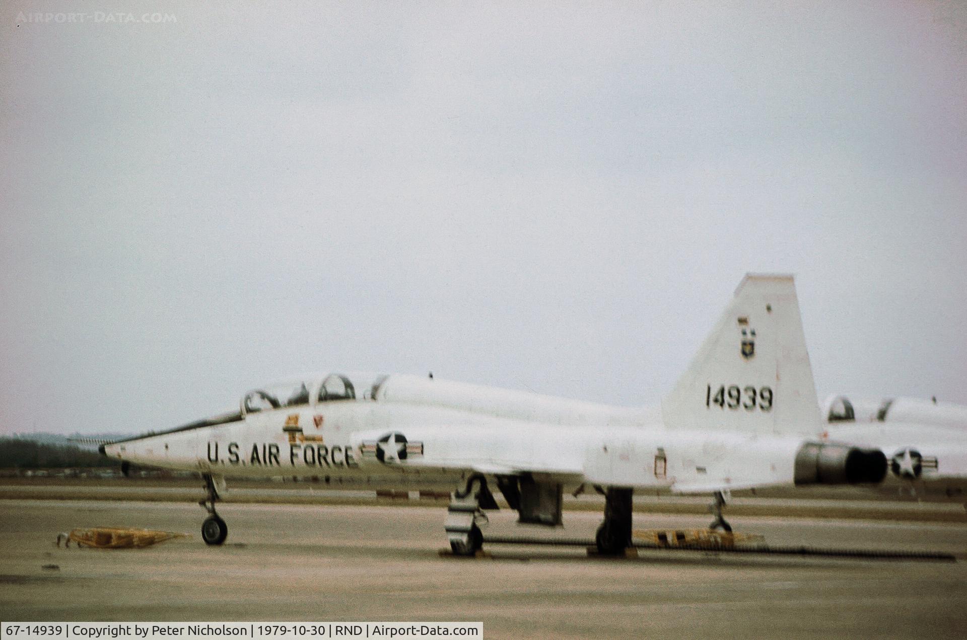 67-14939, 1967 Northrop T-38A Talon C/N T.6080, T-38A Talon of the 12th Flying Training Wing on the flight-line at Randolph AFB in November 1979.