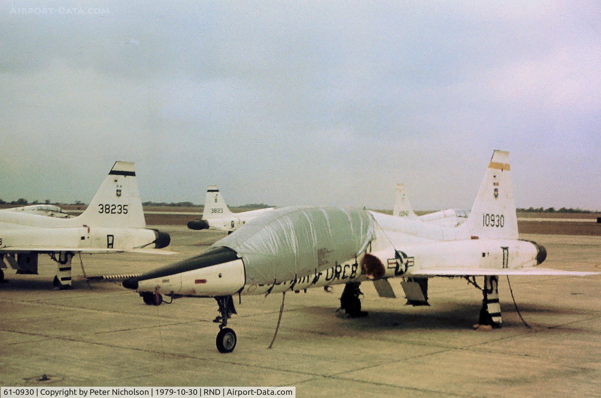 61-0930, 1961 Northrop T-38A Talon C/N N.5296, T-38A Talon of the 12th Flying Training Wing on the flight-line at Randolph AFB in November 1979.