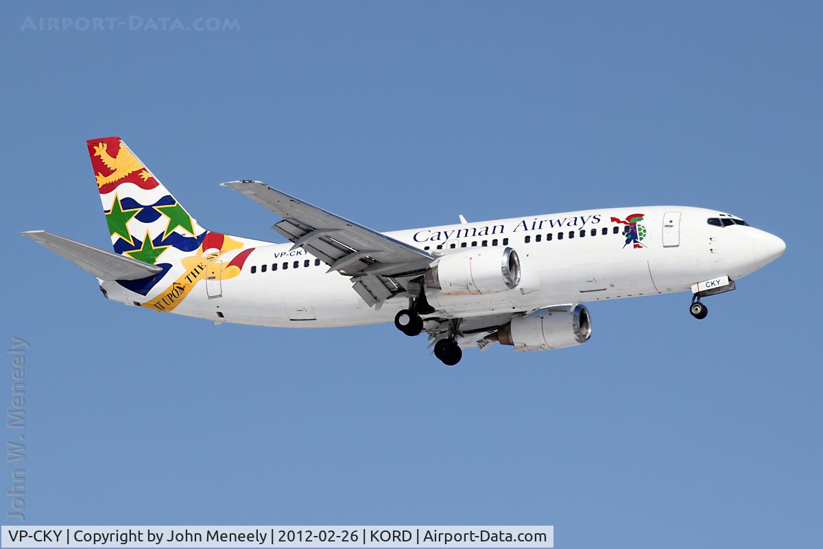VP-CKY, 1992 Boeing 737-3Q8 C/N 26282, Feb. 2012 - short final for 10 at KORD