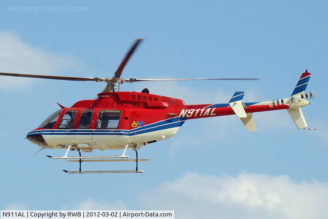 N911AL, 1997 Bell 407 C/N 53144, Departing on another mission.