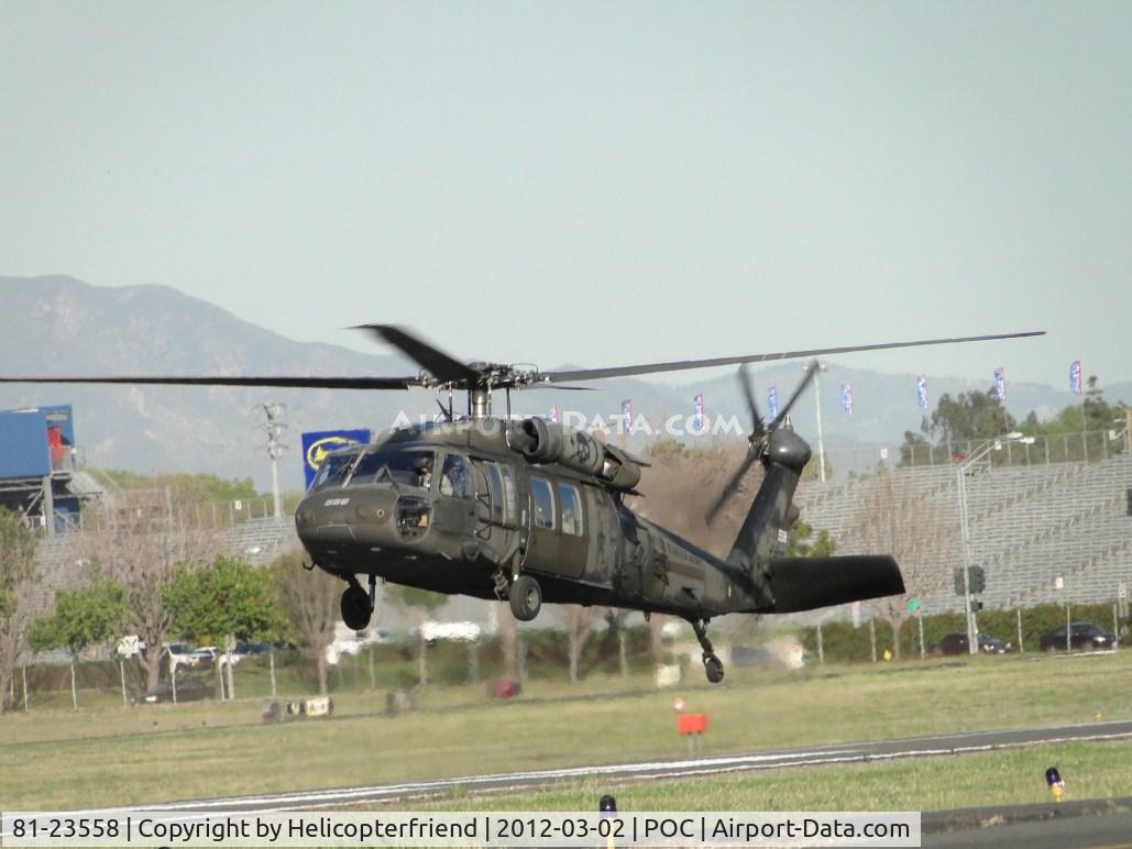 81-23558, 1981 Sikorsky UH-60A Black Hawk C/N 70.279, Hovering and coming down to runway