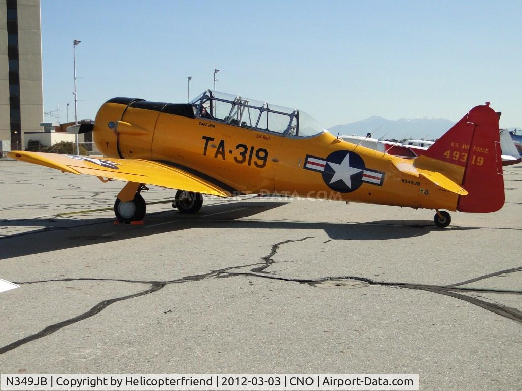 N349JB, 1958 North American SNJ-6 Texan C/N 121-43150, Parked south & west of the Tower for display