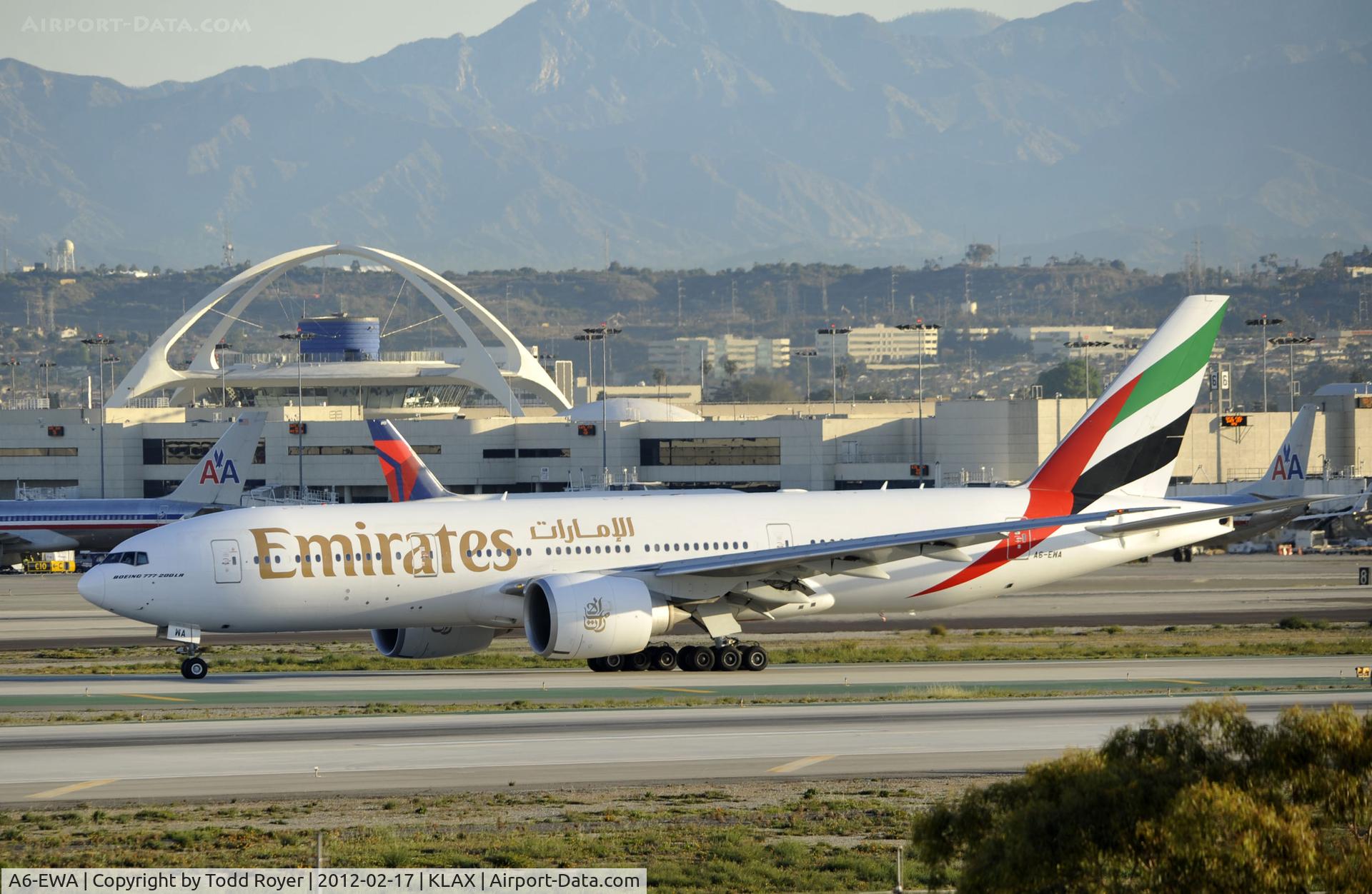 A6-EWA, 2007 Boeing 777-21H/LR C/N 35572, Arrived at LAX on 25L