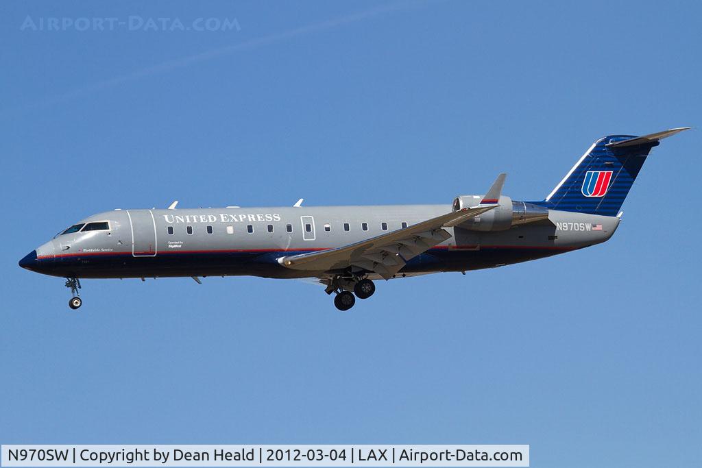 N970SW, 2003 Bombardier CRJ-200ER (CL-600-2B19) C/N 7881, United Express (SkyWest Airlines) N970SW (FLT SKW5295) from El Paso Int'l (KELP) on short final to RWY 25L.