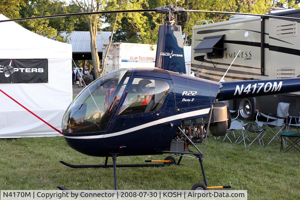 N4170M, 2008 Robinson R22 Beta C/N 4328, Brand new R-22 on static display at EAA Airventure 2008.