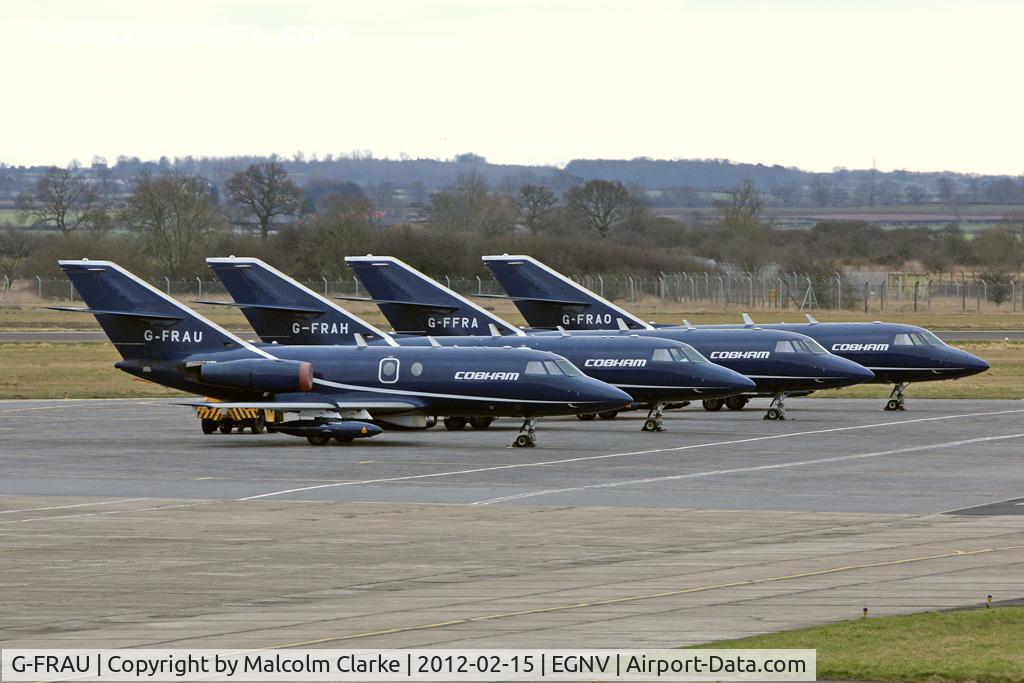 G-FRAU, 1967 Dassault Falcon (Mystere) 20C C/N 97, Dassault Falcon 20C. Four Falcons from the FRA fleet at Durham Tees Valley Airport, February 2012.