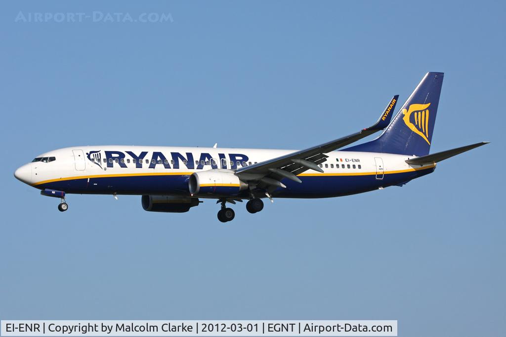 EI-ENR, 2010 Boeing 737-8AS C/N 35041, Boeing 737-8AS(WL) on approach to Runway 25 at Newcastle Airport, March 2012.