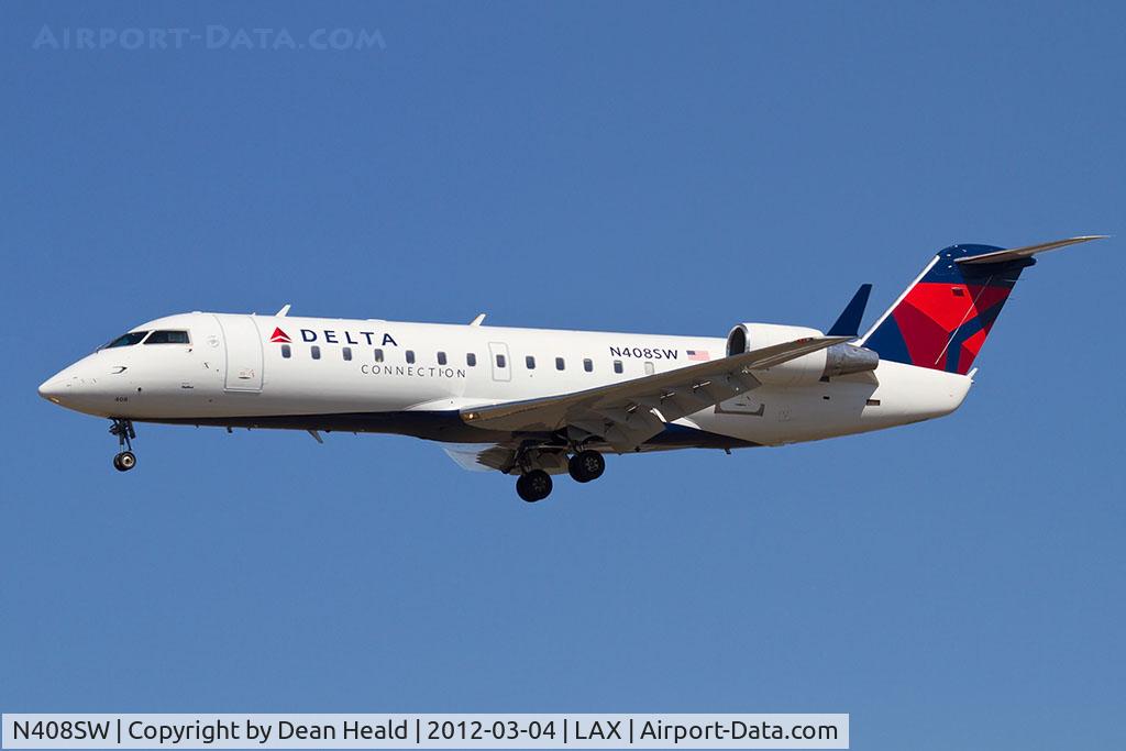 N408SW, 1994 Canadair CRJ-100LR (CL-600-2B19) C/N 7055, Delta Connection (SkyWest Airlines) N408SW (FLT SKW4448) from Sacramento Int'l (KSMF) on short final to RWY 25L.