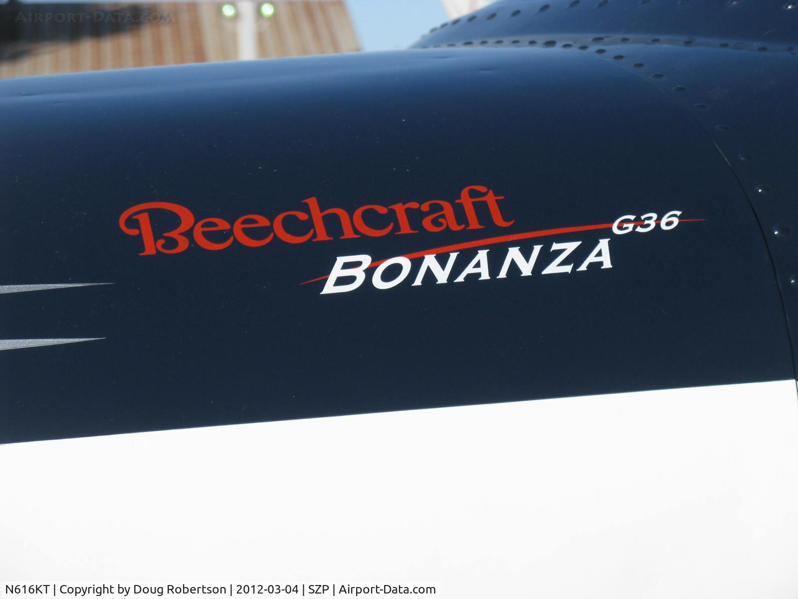 N616KT, Raytheon Aircraft Company G36 C/N E-3737, 2006 Raytheon-Beech G36 BONANZA, Continental IO-550-B 300 Hp, logo