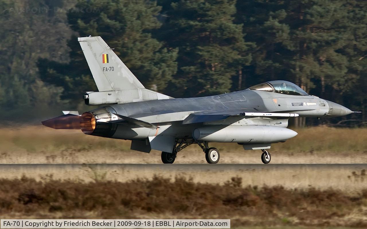 FA-70, SABCA F-16AM Fighting Falcon C/N 6H-70, departure from Kleine Brogel