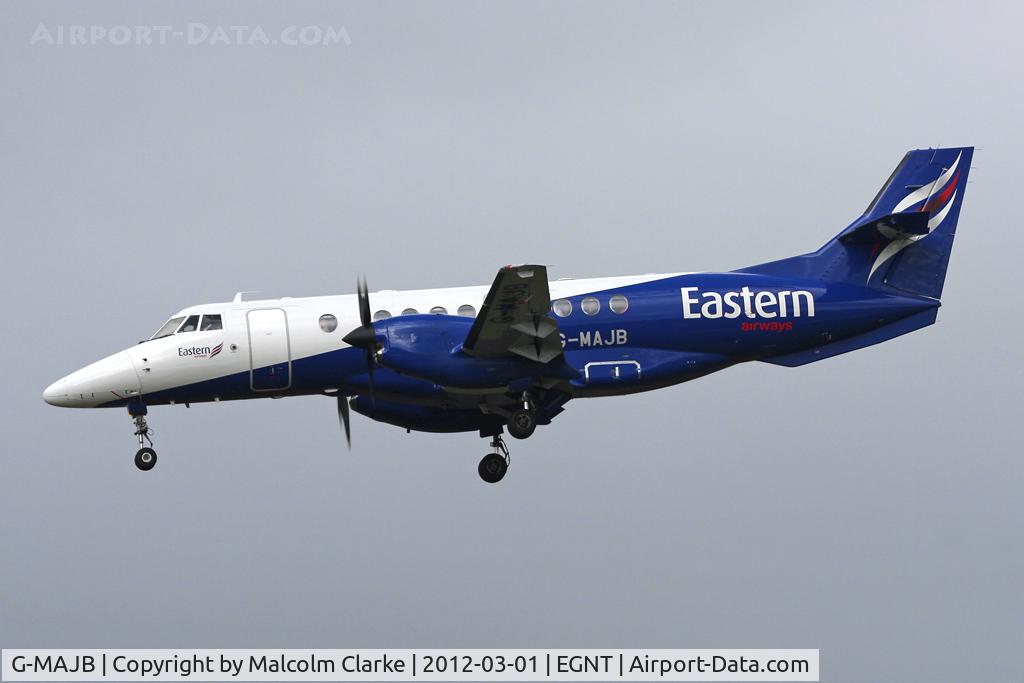 G-MAJB, 1993 British Aerospace Jetstream 41 C/N 41018, British Aerospace Jetstream 41 on approach to Runway 25 at Newcastle Airport, March 2012.
