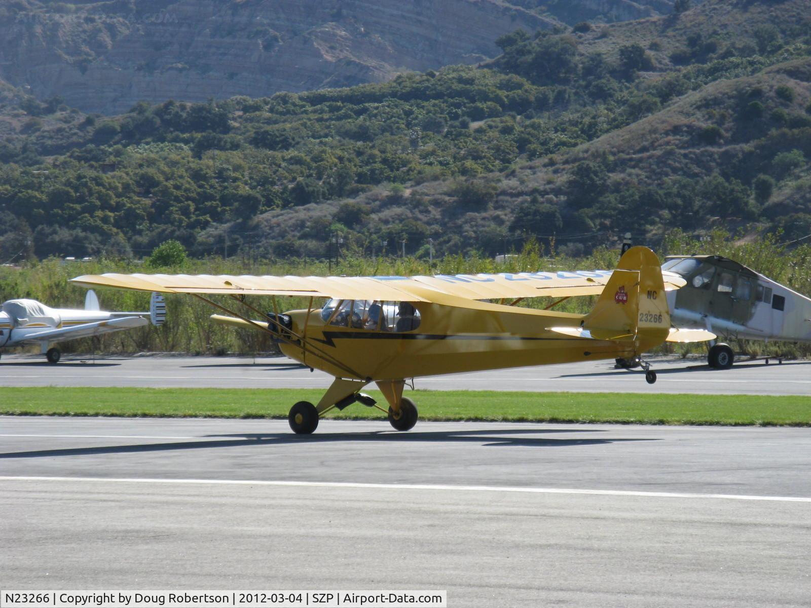 N23266, 1939 Piper J3C-65 Cub Cub C/N 3113, 1939 Piper J3C-65 CUB, Continental A&C65 65 Hp, takeoff roll Rwy 04