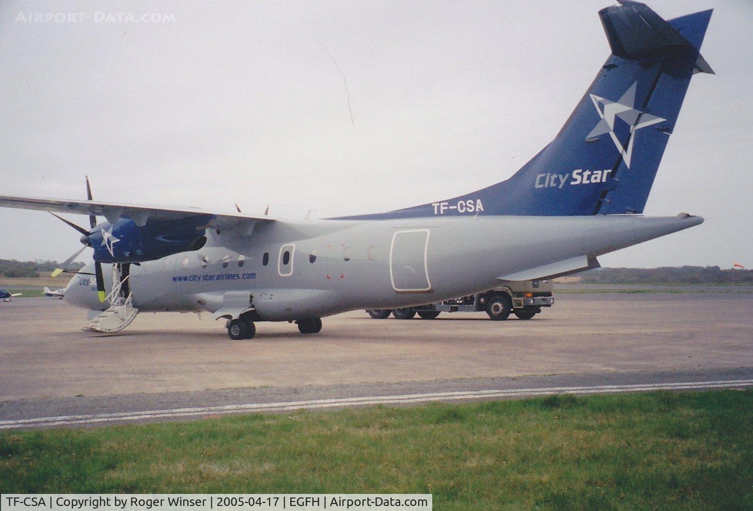 TF-CSA, 1998 Dornier 328-100 C/N 3091, Do 328 of City Star Airlines visiting Swansea Airport on 17th April 2005.