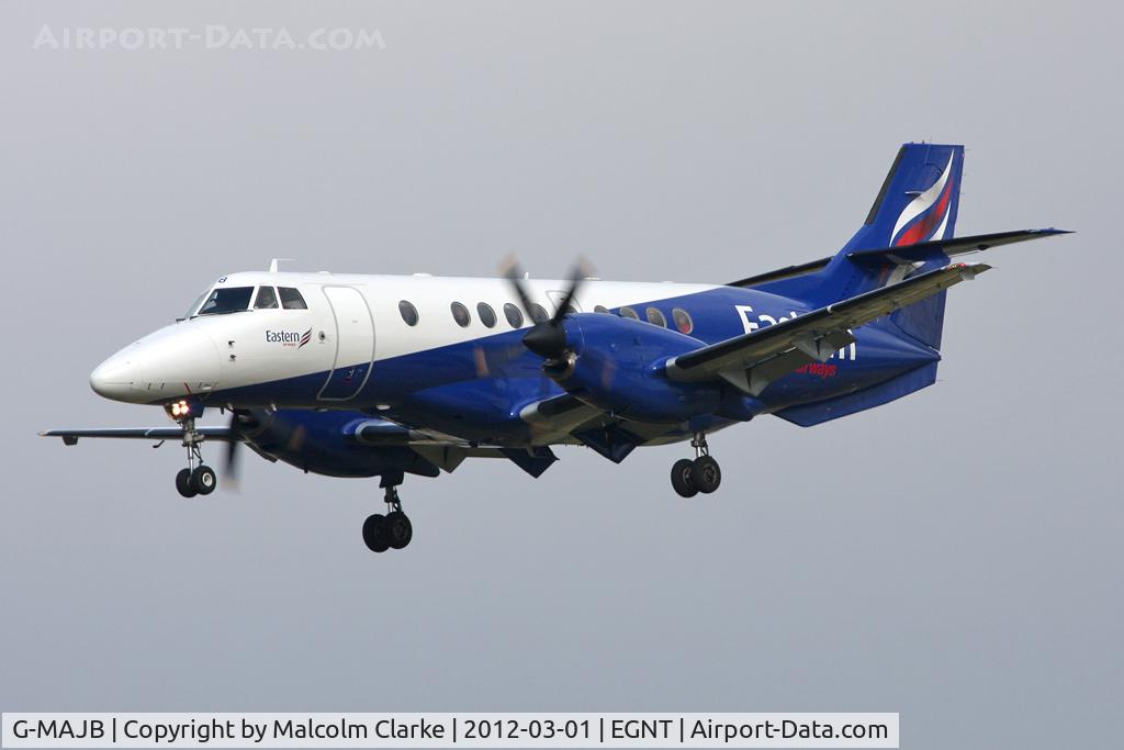 G-MAJB, 1993 British Aerospace Jetstream 41 C/N 41018, British Aerospace Jetstream 41 on approach to Runway 25 at Newcastle Airport, March 2012.