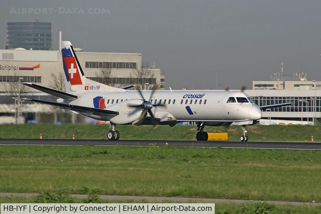 HB-IYF, 1999 Saab 2000 C/N 2000-061, Touchdown on Dutch soil.