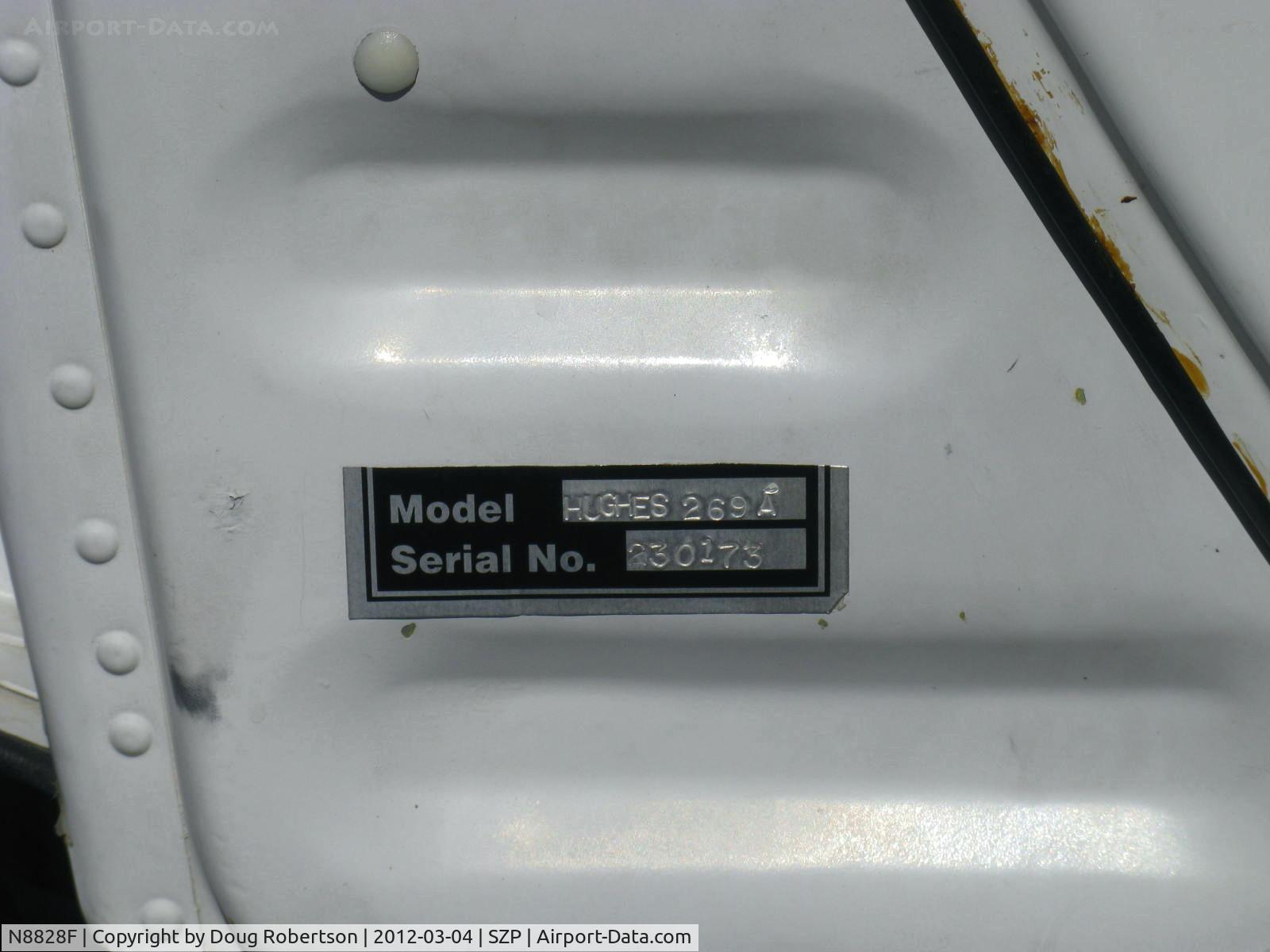 N8828F, 1963 Hughes 269A C/N 0173, 1963 Hughes 269A, Lycoming O&VO-360 180 Hp, data panel, Restricted class