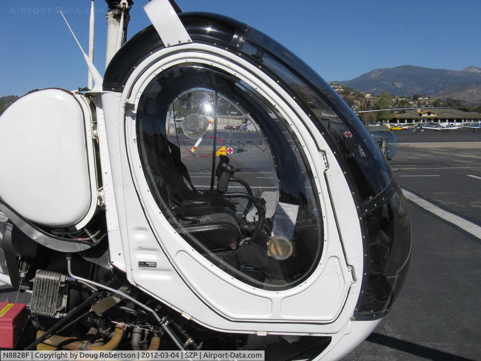 N8828F, 1963 Hughes 269A C/N 0173, 1963 Hughes 269A, Lycoming O&VO-360 180 Hp, twin fuel tanks-one shown