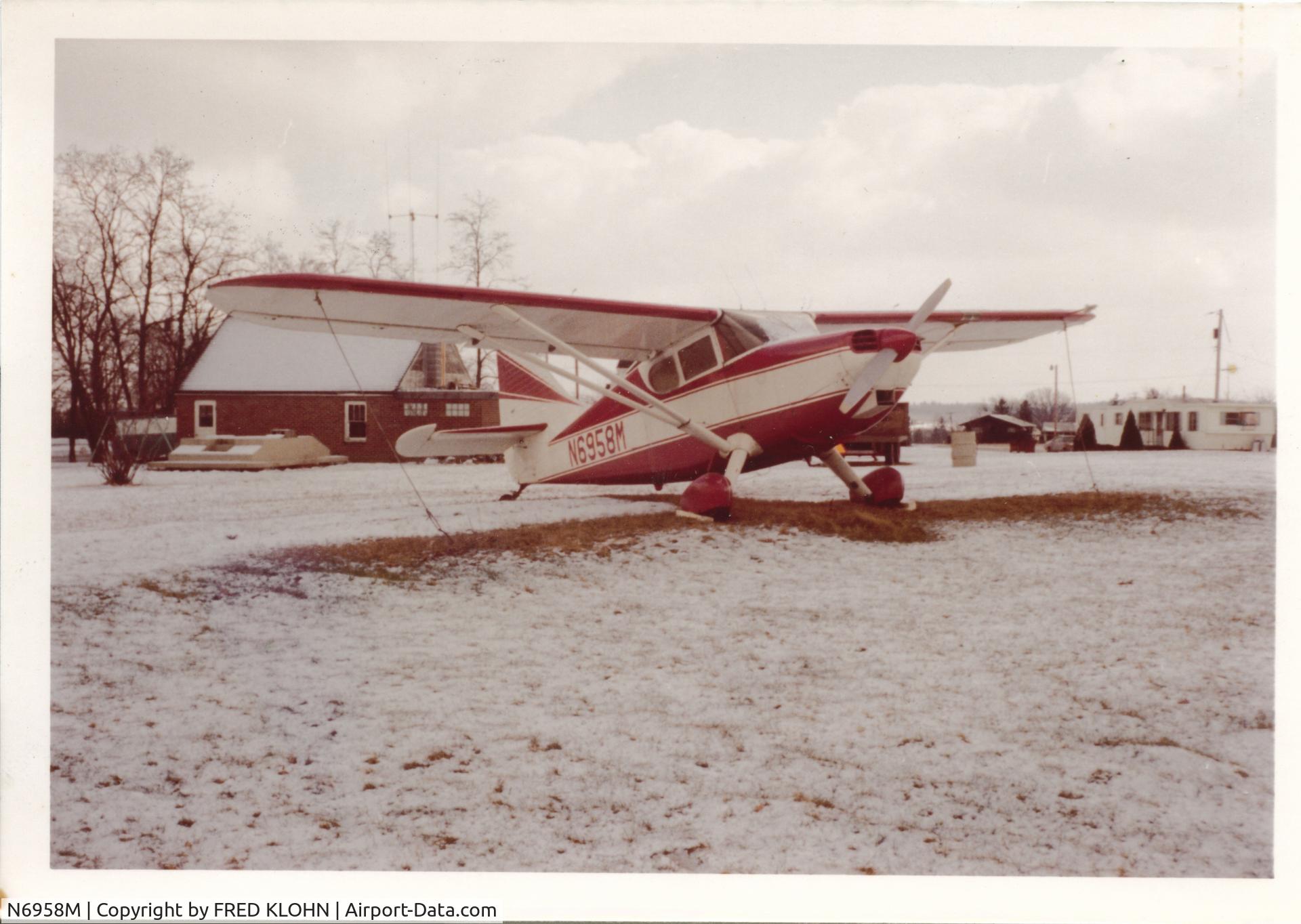 N6958M, 1948 Stinson 108-3 Voyager C/N 108-4958, Tied down behind my house in Ravenna, Ohio 
Circa 1964-65