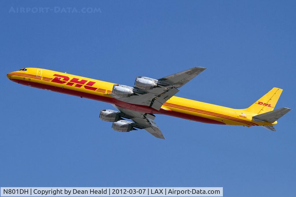 N801DH, 1969 Douglas DC-8-73F C/N 46033, DHL (ASTAR Air Cargo) 1969 Douglas DC-8-73F N801DH (FLT DHL532) climbing out from RWY 25L en route to San Francisco Int'l (KSFO).