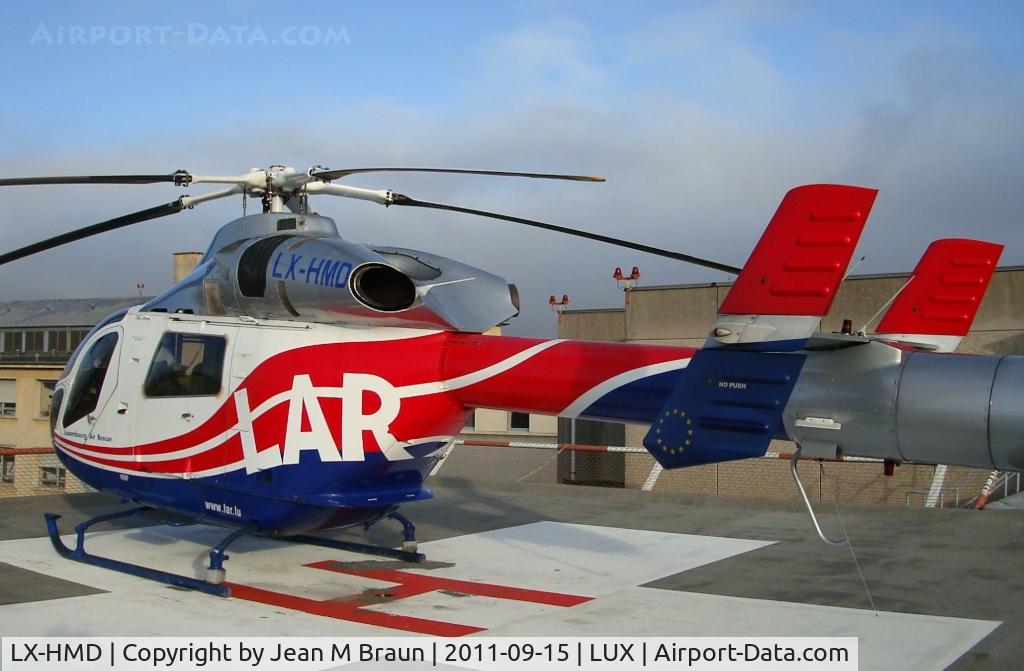 LX-HMD, 1996 McDonnell Douglas MD-900 Explorer C/N 900-00033, Air Ambulance on call out at Heliport - Zitha Medical Center downtown Luxembourg
