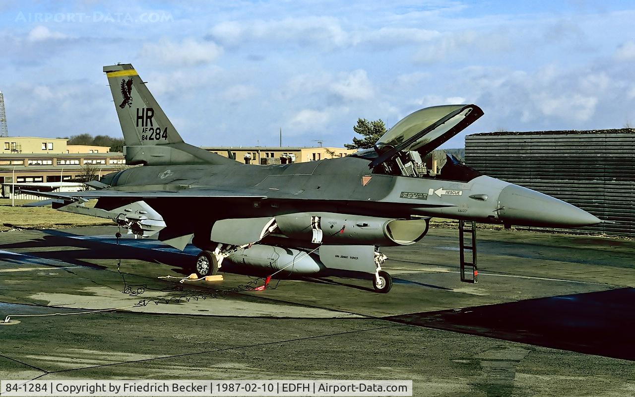 84-1284, 1984 General Dynamics F-16C Fighting Falcon C/N 5C-121, flightline at Hahn AB
