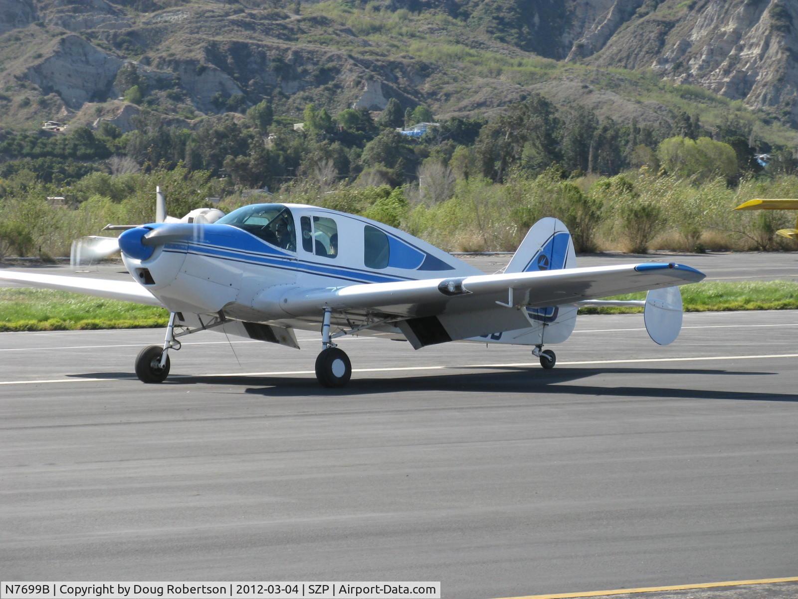N7699B, 1958 Bellanca 14-19-2 Cruisair Senior C/N 4051, 1958 Bellanca 14-19-2 CRUISEMASTER, Continental O-470-K 230 Hp, taxi off Rwy 04