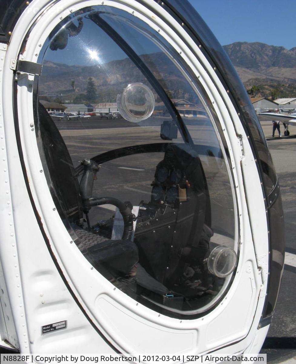 N8828F, 1963 Hughes 269A C/N 0173, 1963 Hughes 269A, Lycoming O&VO-360 180 Hp, cockpit closeup showing instrument panel and visibility of the bubble canopy