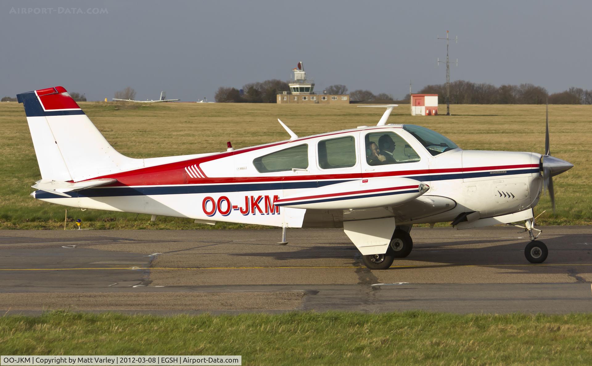 OO-JKM, 1974 Beech F33A Bonanza C/N CE487, Departing SaxonAir.