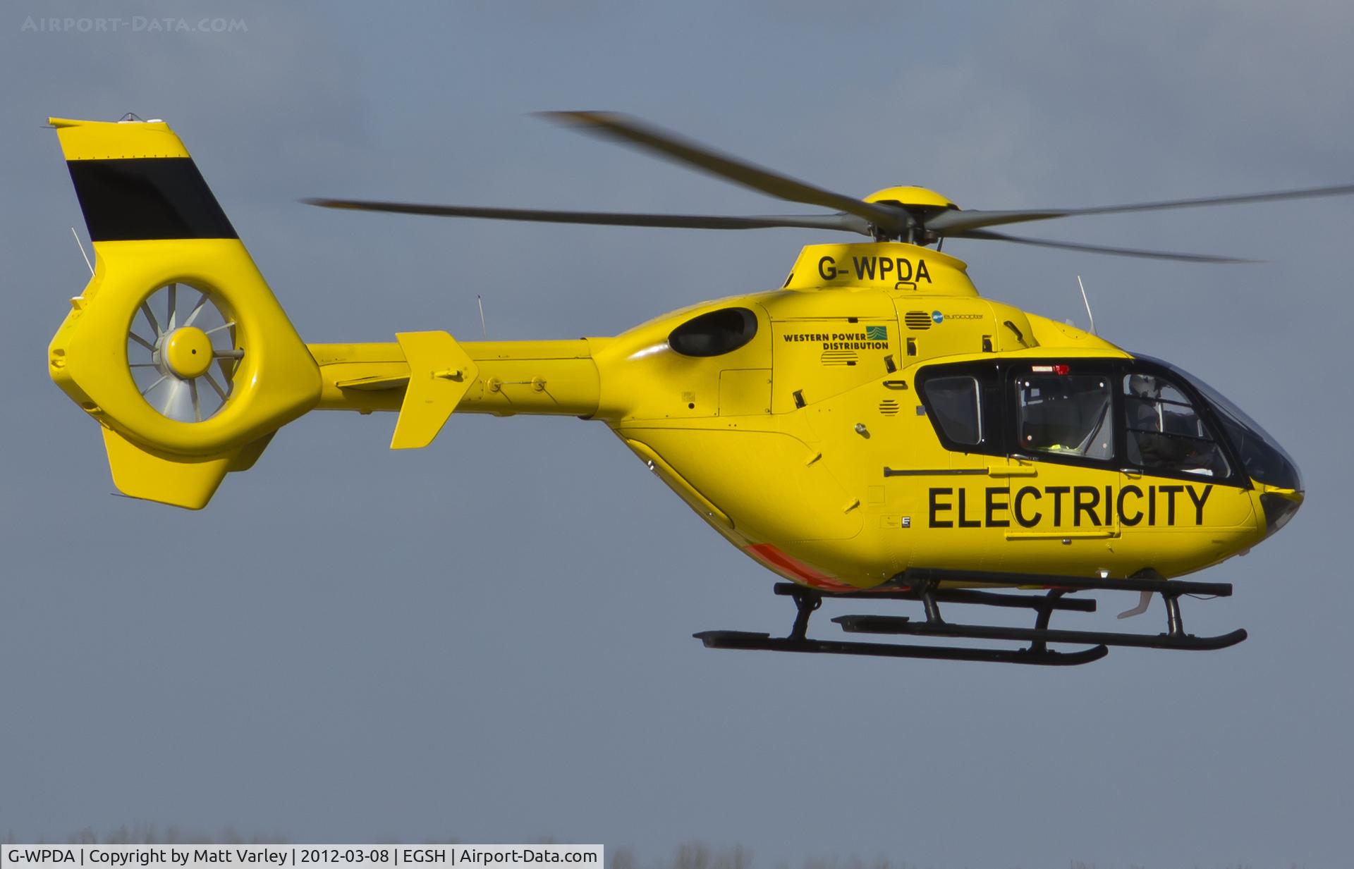G-WPDA, 1999 Eurocopter EC-135P-1 C/N 0109, Departing SaxonAir.
