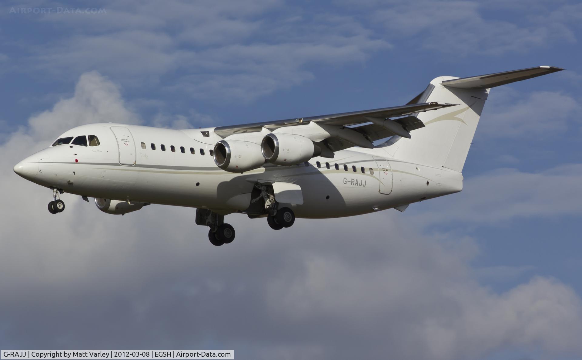 G-RAJJ, 1988 British Aerospace BAe.146-200 C/N E2108, Arriving at EGSH.