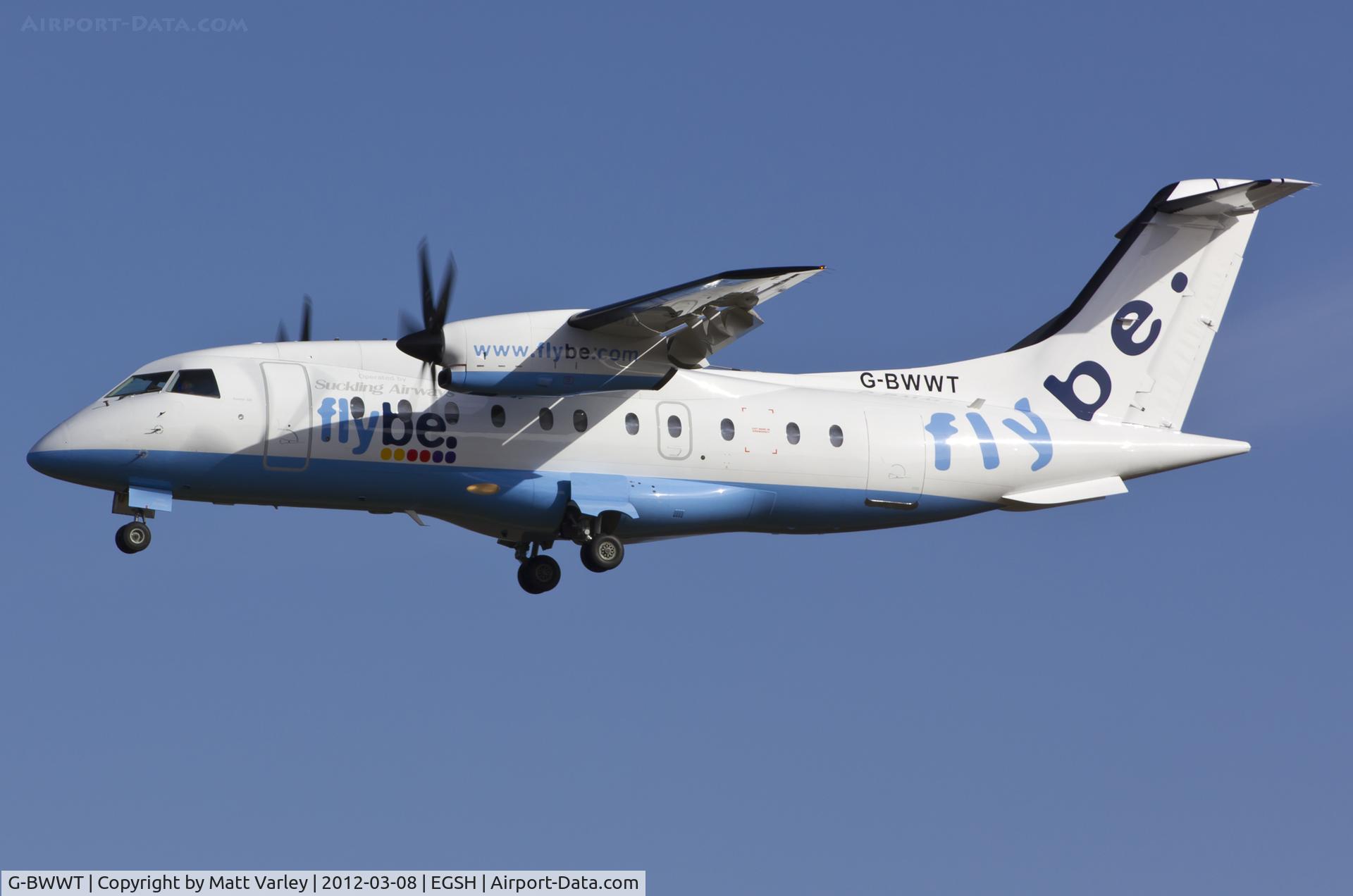 G-BWWT, 1995 Dornier 328-100 C/N 3022, Arriving at EGSH.