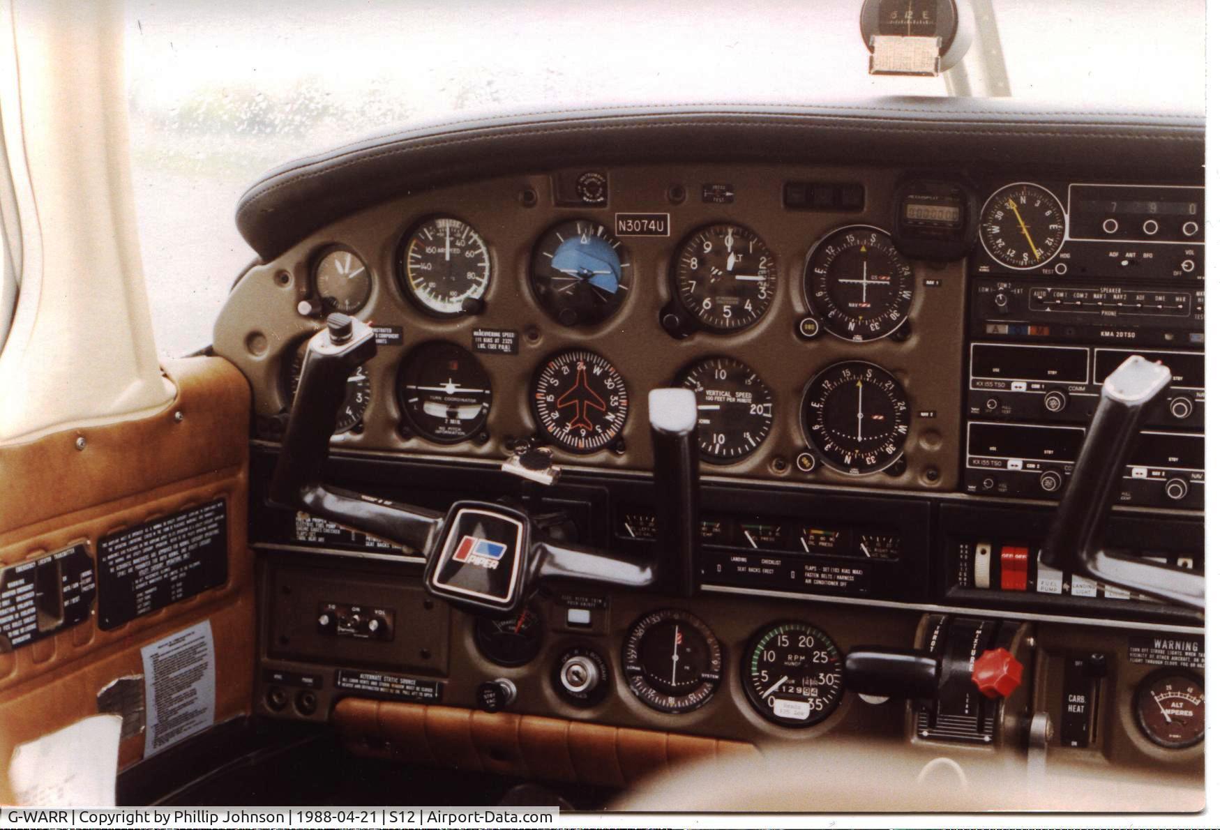 G-WARR, 1979 Piper PA-28-161 Cherokee Warrior III C/N 28-7916321, Panel of G-WARR (N3074U) at Time of purchase in the US