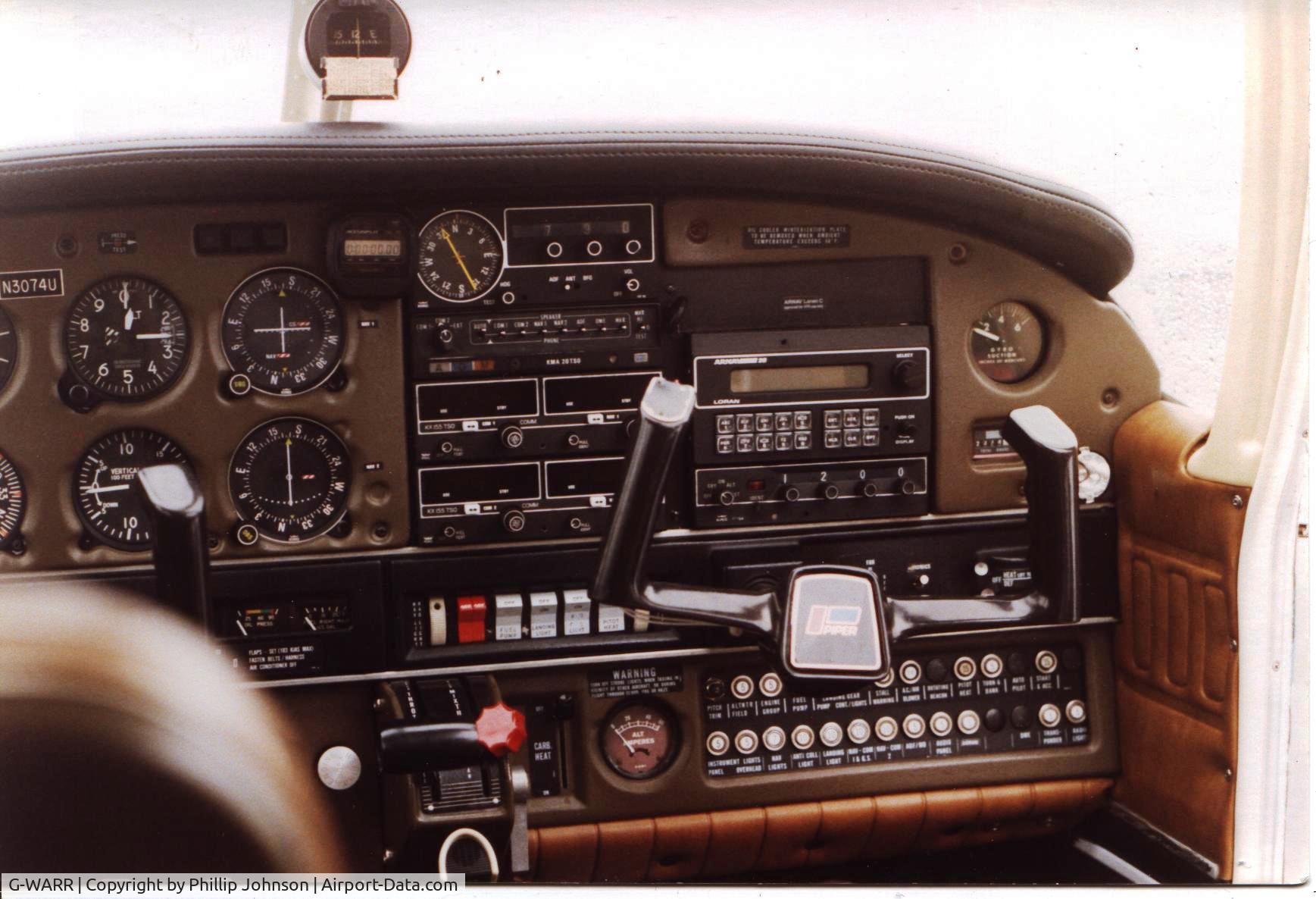 G-WARR, 1979 Piper PA-28-161 Cherokee Warrior III C/N 28-7916321, Panel shot of G-WARR (N3074U) taken at time of purchase 1988