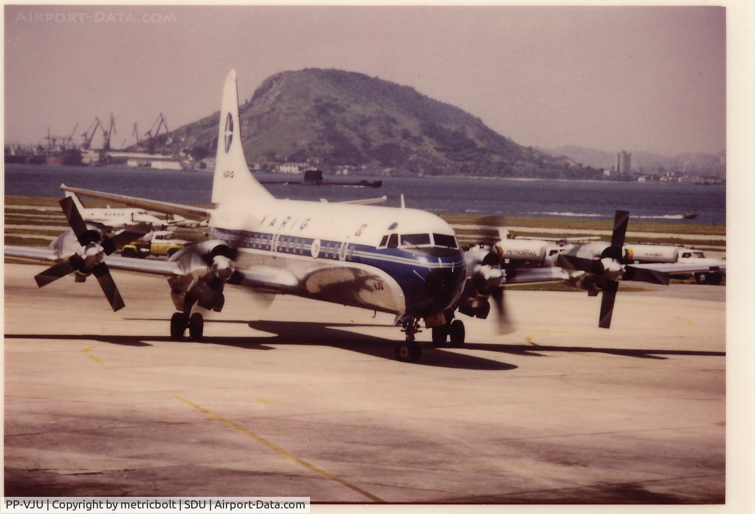 PP-VJU, 1960 Lockheed L-188A Electra C/N 1119, Varig Lockheed Electra at Santos Dumont(Rio),Brasil,Mar.1980