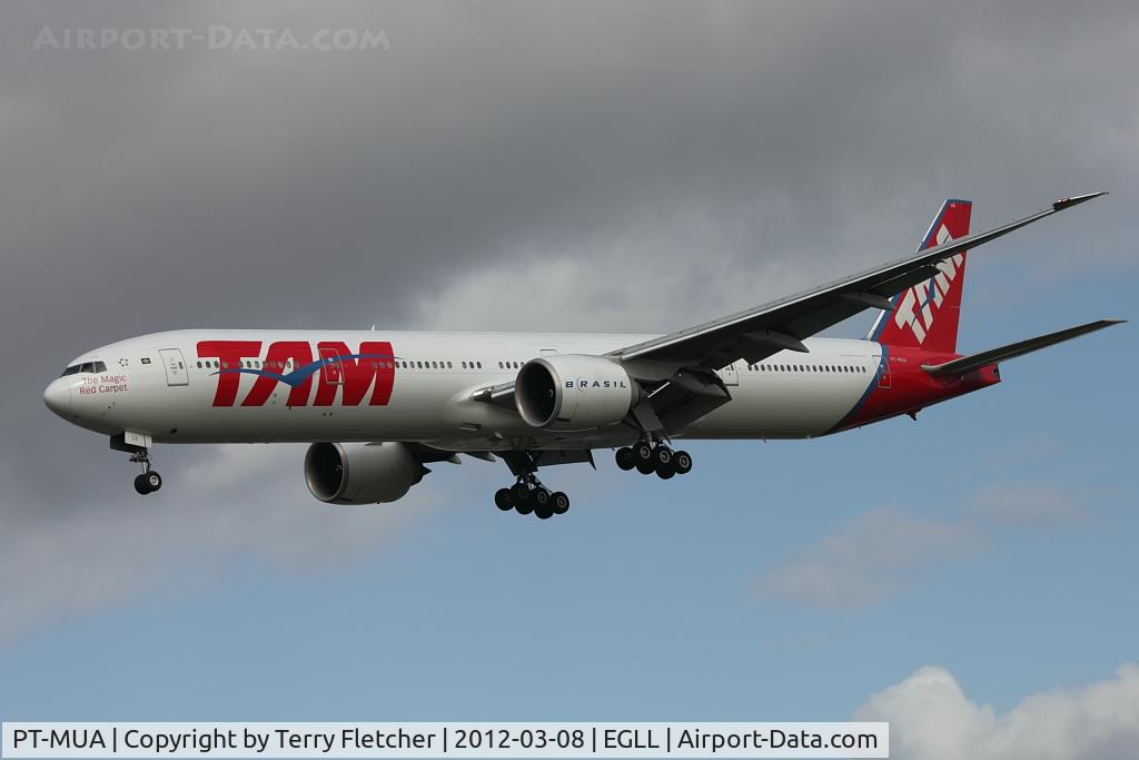 PT-MUA, 2008 Boeing 777-32W/ER C/N 37664, TAM's 2008 Boeing 777-32WER, c/n: 37664 at London Heathrow