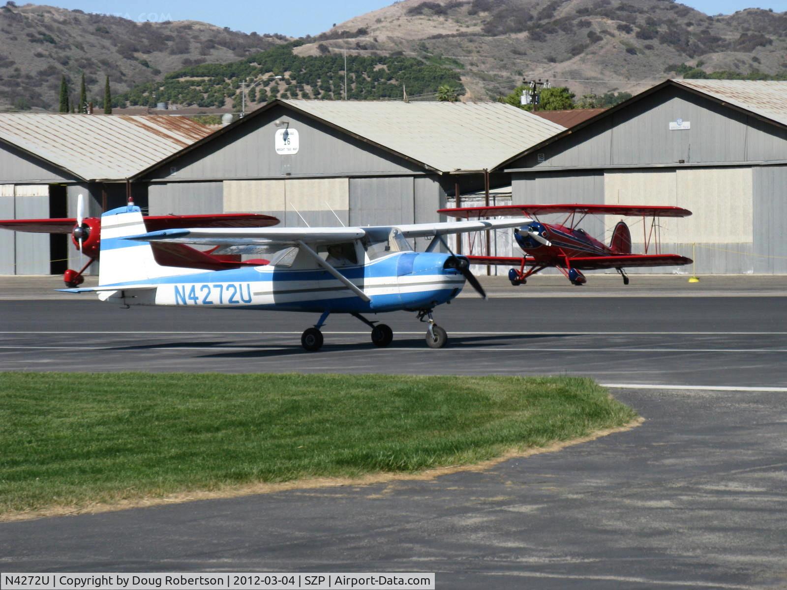 N4272U, 1963 Cessna 150D C/N 15060272, 1963 Cessna 150D, Continental O-200 100 Hp, landing roll Rwy 04