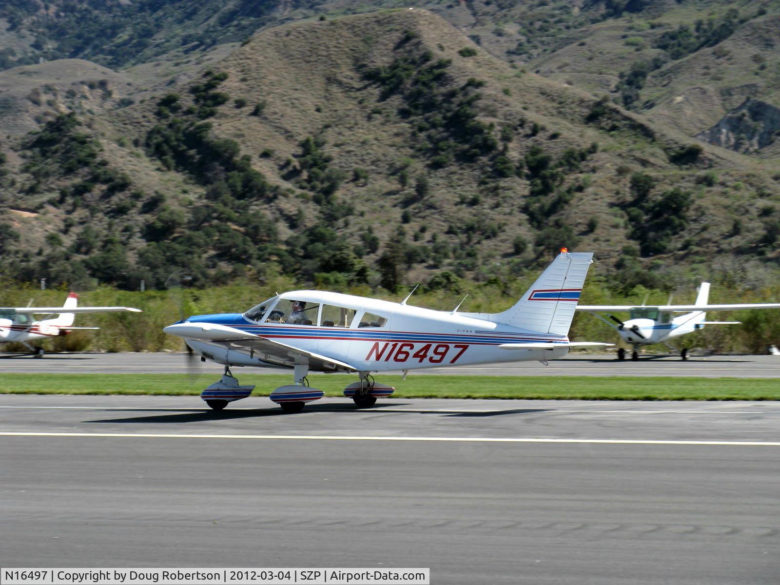 N16497, 1973 Piper PA-28-235 Cherokee Charger C/N 28-7310101, 1973 Piper PA-28-235 CHEROKEE CHARGER, Lycoming O-540-D4B5 235 Hp, takeoff roll Rwy 04