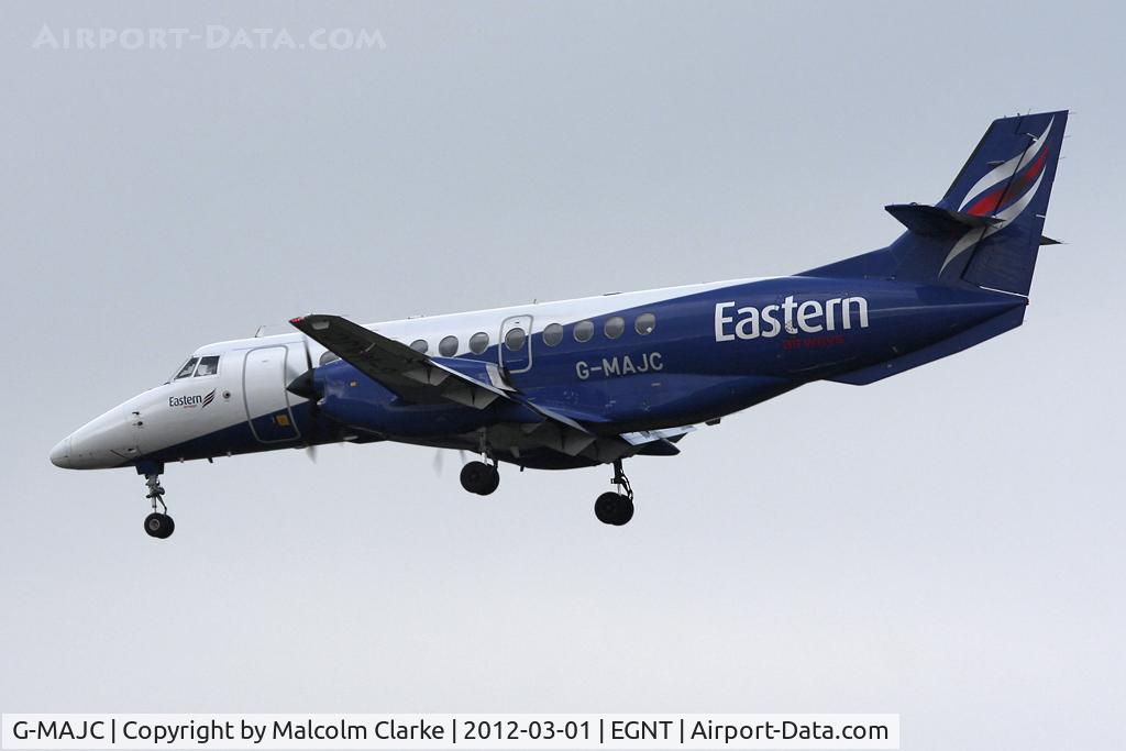 G-MAJC, 1992 British Aerospace Jetstream 41 C/N 41005, British Aerospace Jetstream 41 on approach to Runway 25 at Newcastle Airport, March 2012.