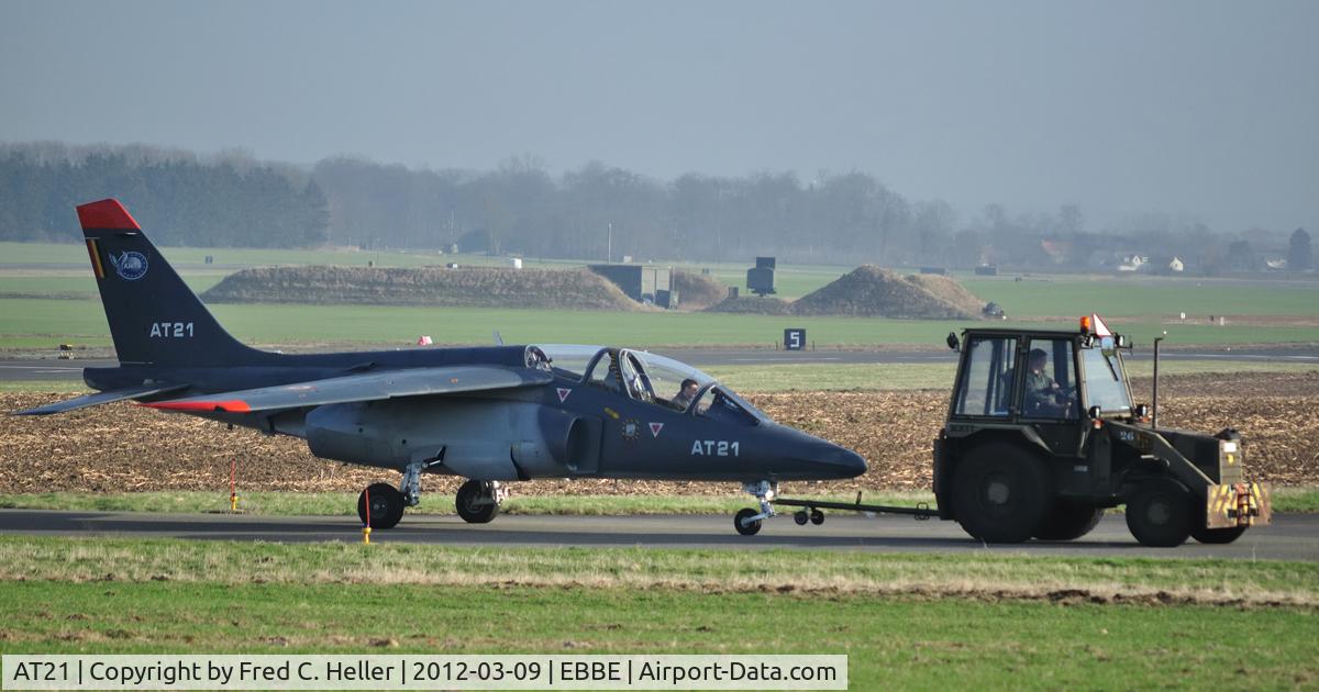AT21, Dassault-Dornier Alpha Jet 1B C/N B21/1080, at EBBE beauvechain 03 09 2012, being towed towards the eastern aprt of base