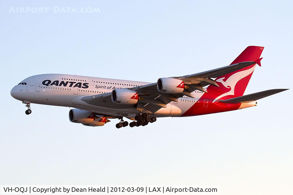 VH-OQJ, 2010 Airbus A380-842 C/N 062, Qantas VH-OQJ (FLT QFA93) from Melbourne Tullamarine (YMML/MEL) on short final to RWY 25L.