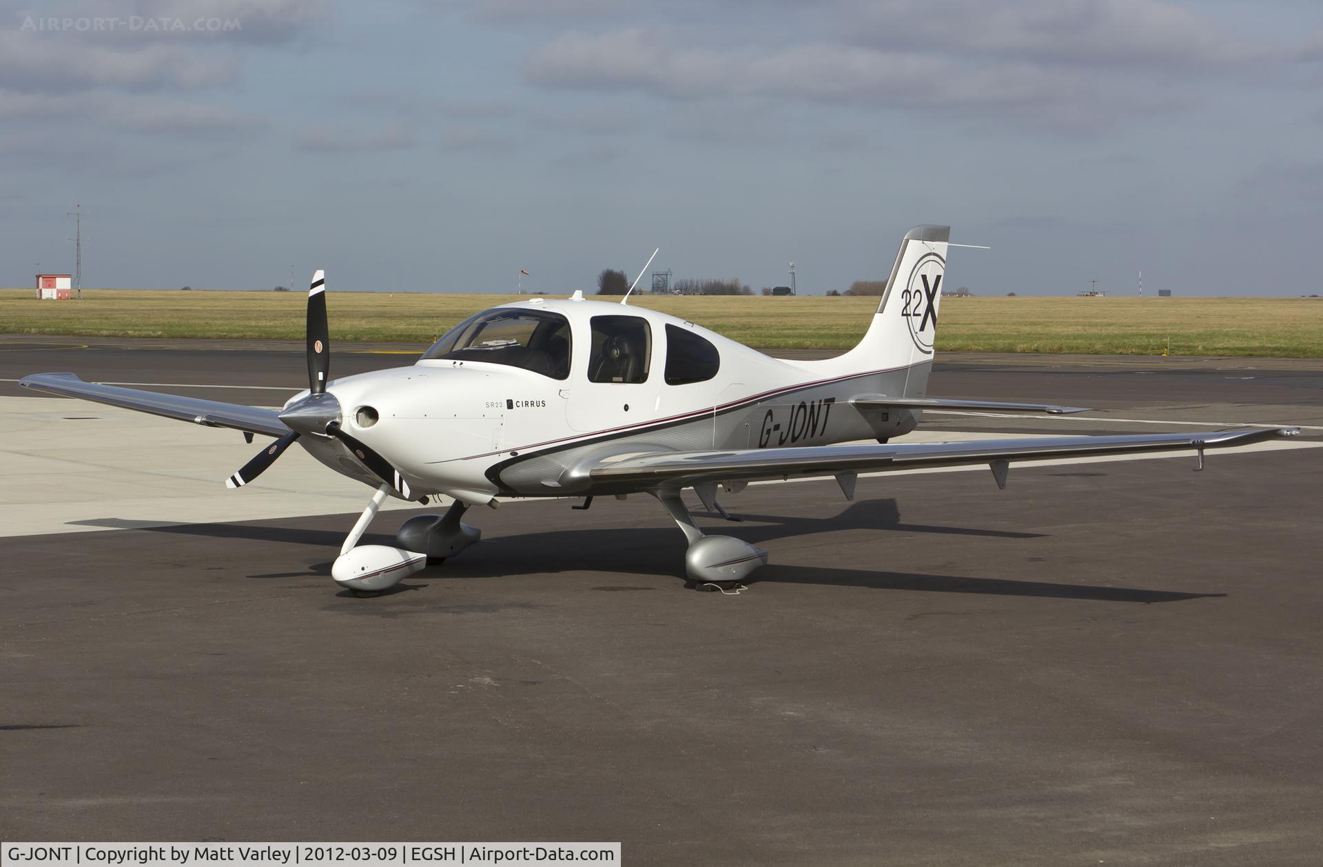 G-JONT, 2010 Cirrus SR22 G3-X C/N 3599, Sat on stand at SaxonAir.