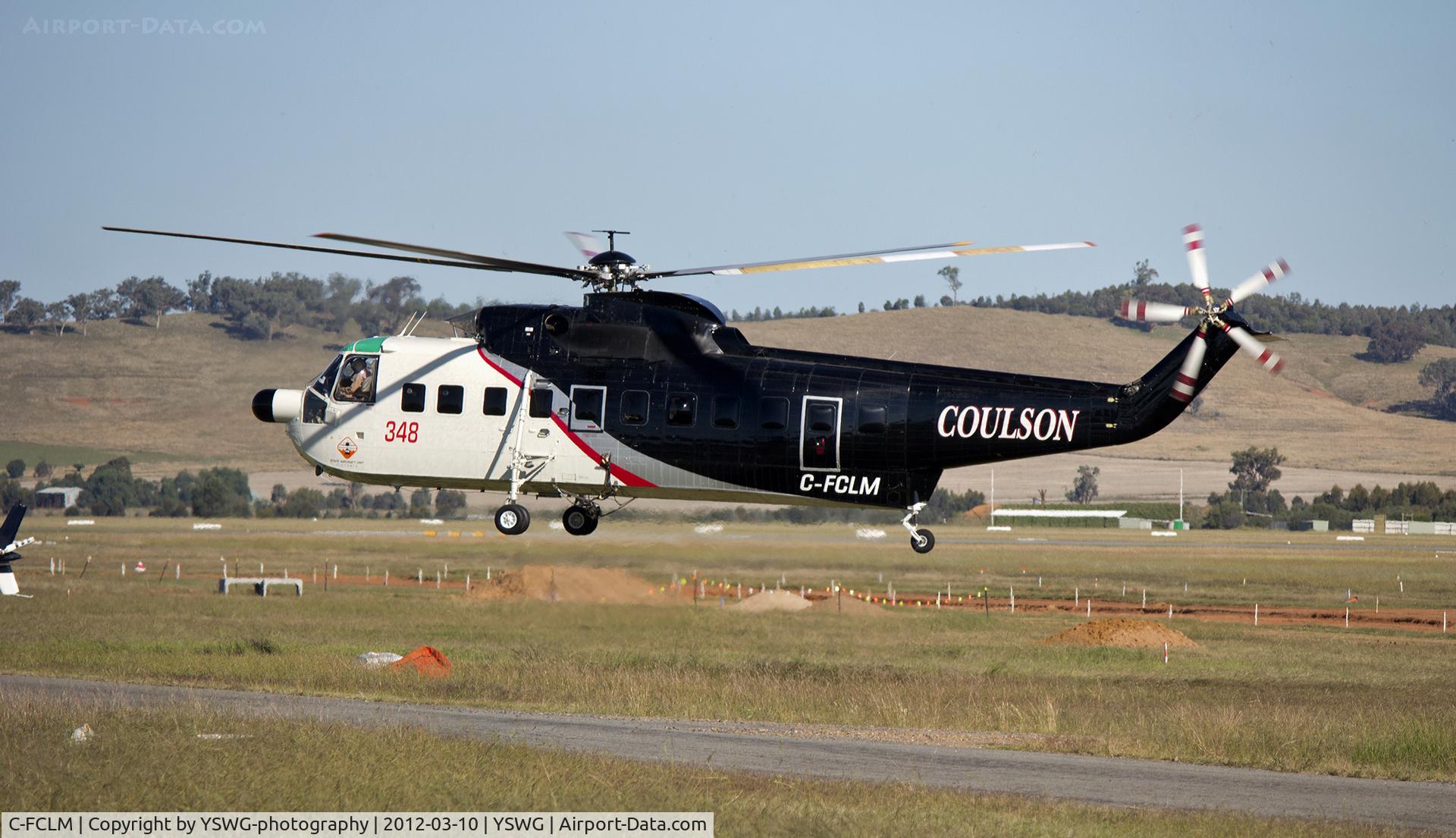 C-FCLM, 1972 Sikorsky S-61N C/N 61492, Sikorsky S-61N taking off from Wagga Wagga Airport for flood operations.