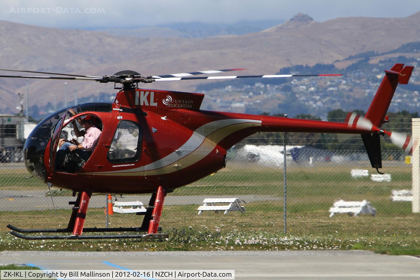 ZK-IKL, 1980 Hughes 369D C/N 800753D, readying for its retuen over the Southern Alps to its Fox Glacier base
