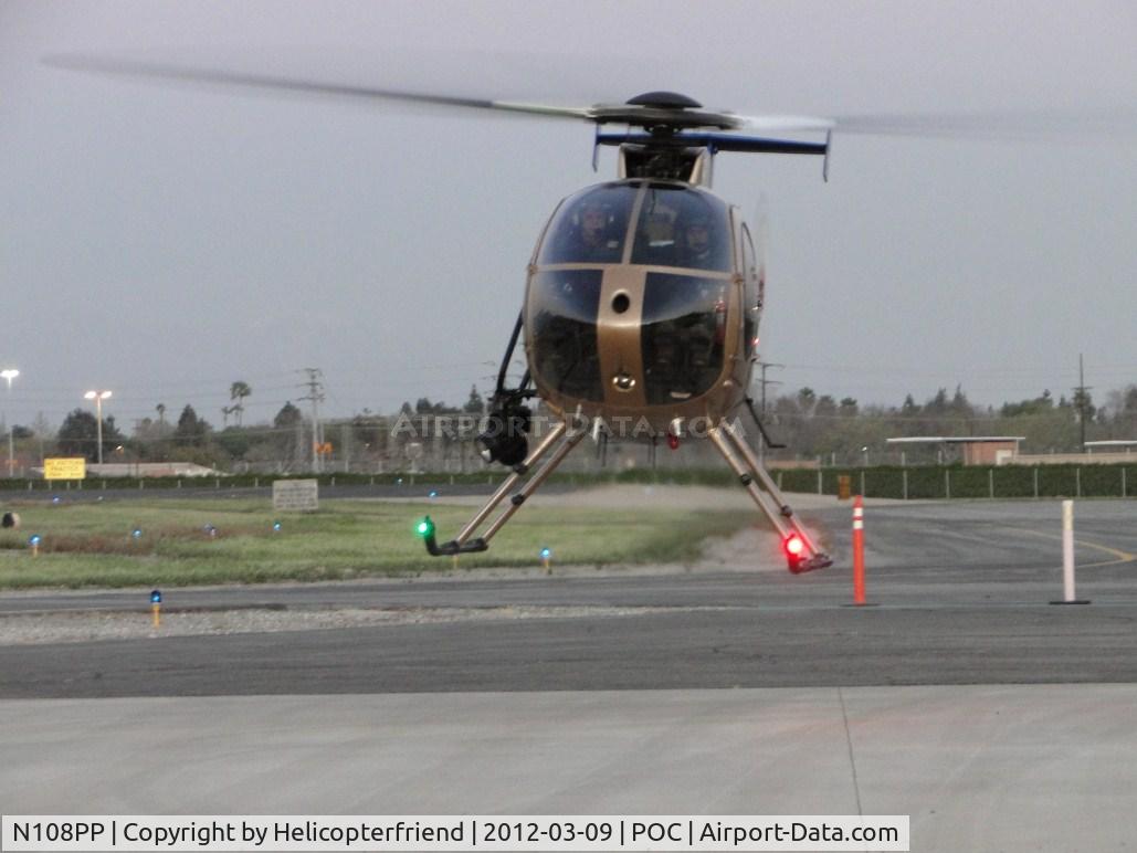 N108PP, 2008 MD Helicopters 369E C/N 0578E, Showing me the new LED running lights on the skids