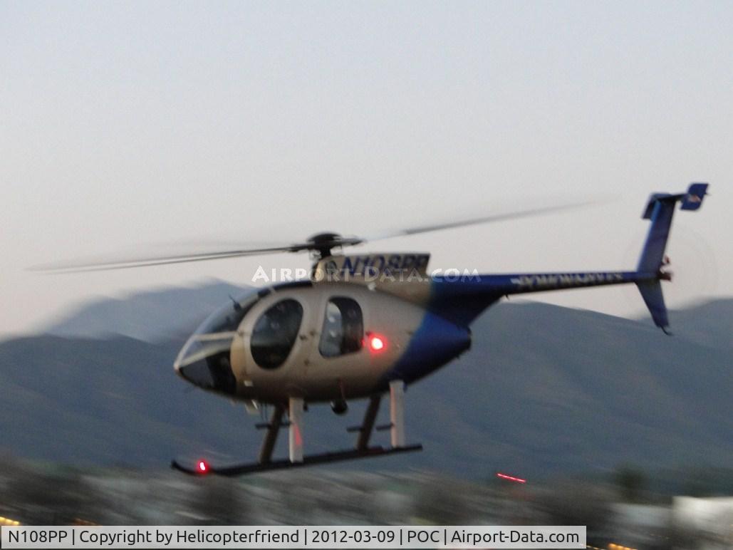 N108PP, 2008 MD Helicopters 369E C/N 0578E, Picking up speed for lift off