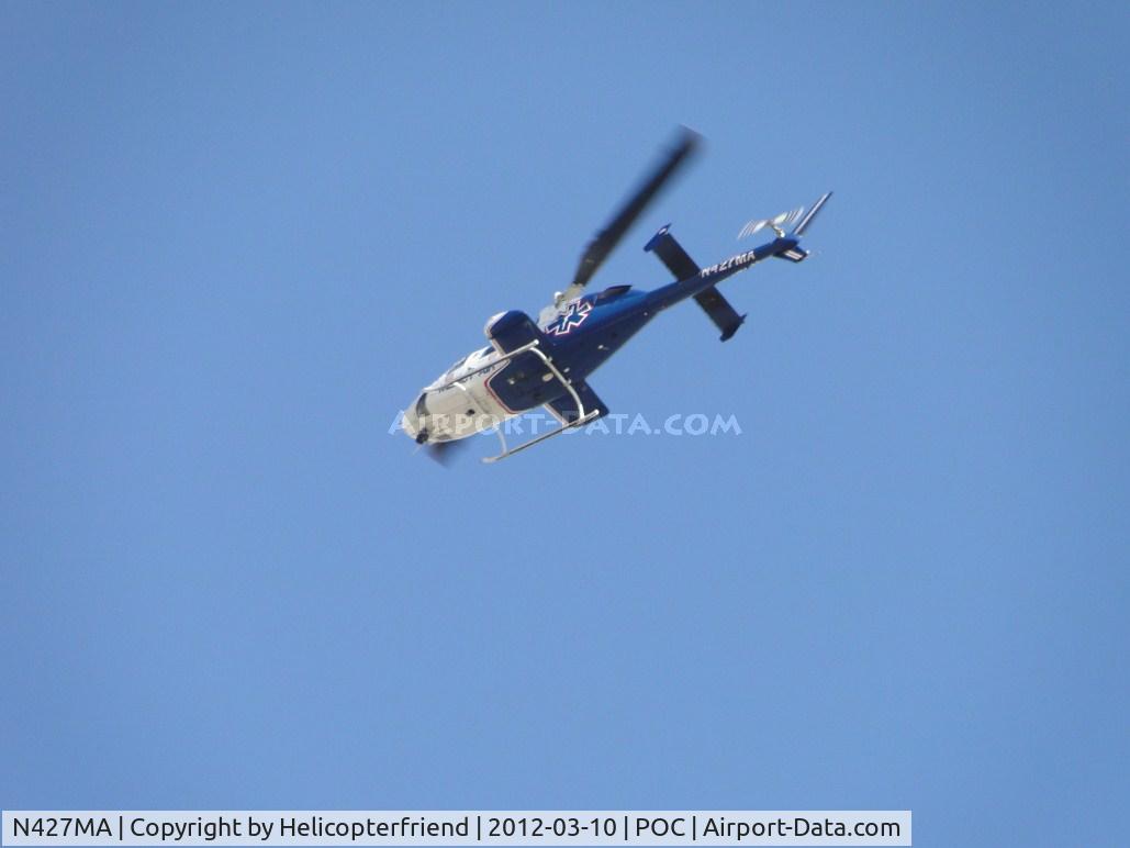 N427MA, 1987 Bell 222UT C/N 47558, Permission granted for Mercy Air helicopter to cross active runways heading northeast towards the mountains
